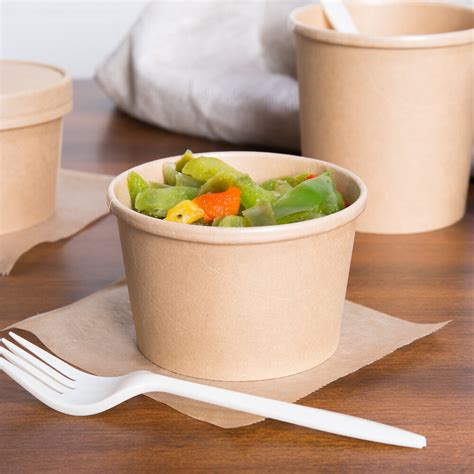 EcoChoice 8 Oz Kraft Compostable Paper Soup Hot Food Cup With Vented Lid 25 Pack