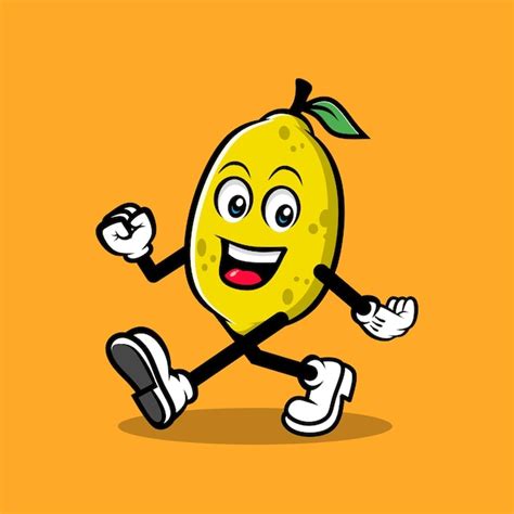 Premium Vector Cartoon Lemon Mascot Retro Logo Design