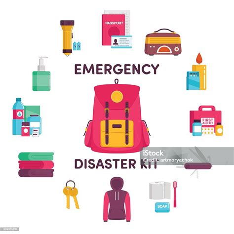 Emergency Disaster Kit Stock Illustration - Download Image Now ...