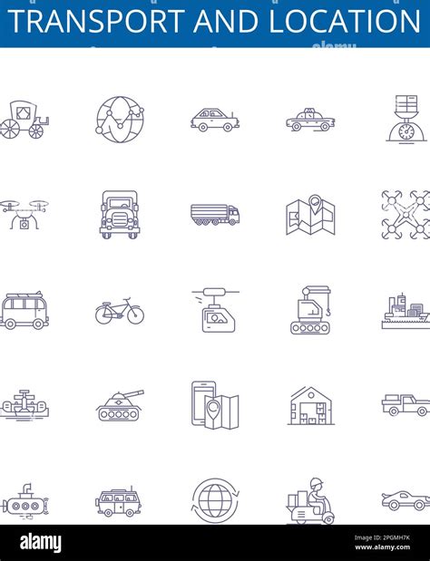 Transport And Location Line Icons Signs Set Design Collection Of