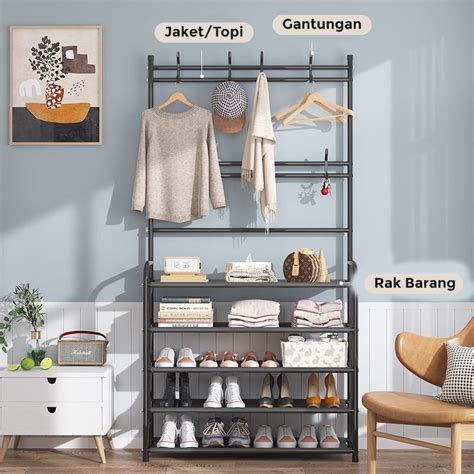 Jual Rak Gantungan Baju Stand Hanger Rak Sepatu Penyimpan Jak Dan