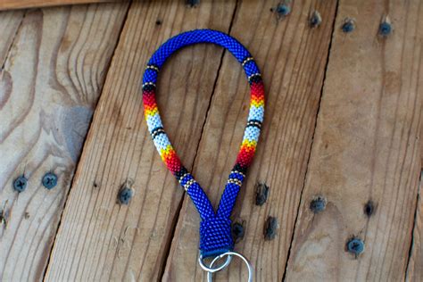 Native America Bead Lanyard Bead Keychain Native Bead Wristlet Etsy