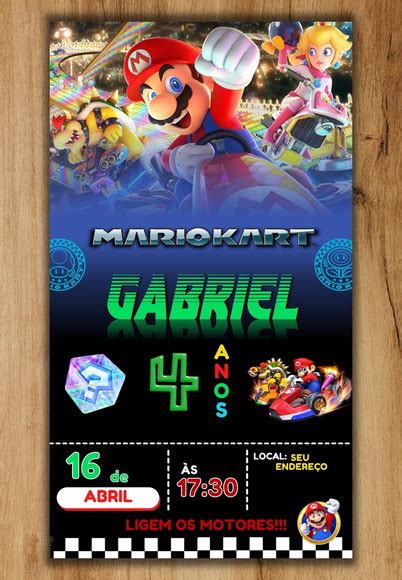 Convite Digital Mario Kart 2 Elo7 Produtos Especiais