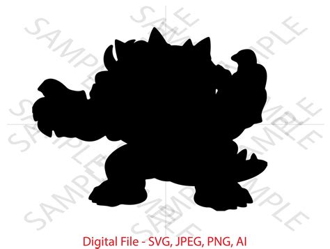 Bowser Silhouette, Bowser SVG, Super Mario SVG, Super Mario Bowser ...