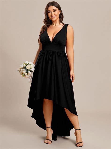 2024 Plus Size Empire Waist High Low Sleeveless Bridesmaid Dresses Ever Pretty Us