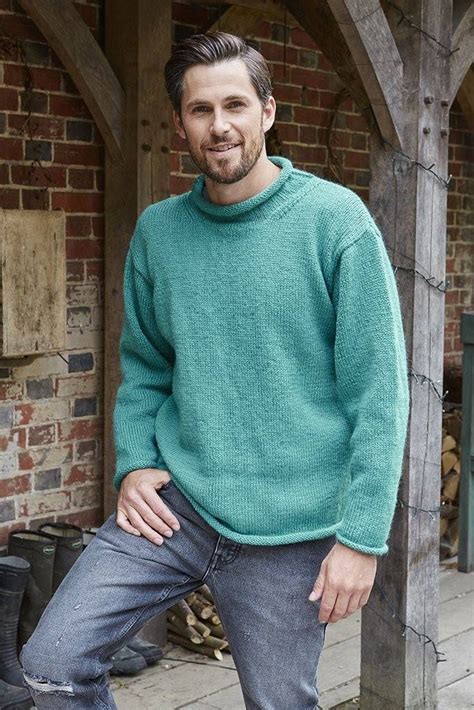 Mens Rollneck Sweater Knitting Pattern The Knitting Network