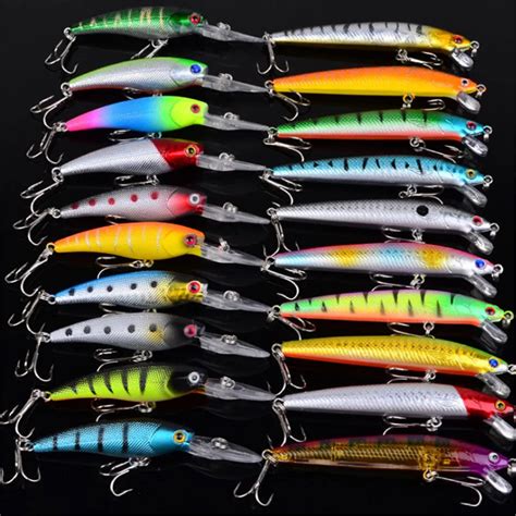 Nova minnow misturado 20 pçs set conjunto kit isca de pesca mosca