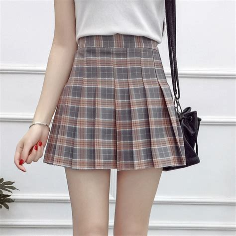 New Plaid Mini Skirts For Women 2018 Harajuku Cute Sweet Pleated Skirt