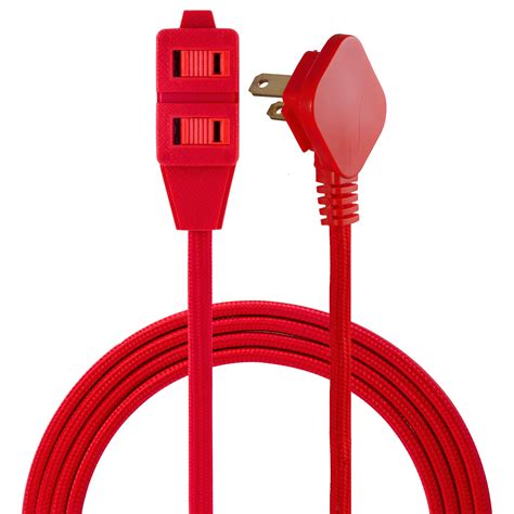 Cordinate 8ft 3 Outlet Polarized Extension Cord Red Braided Cord