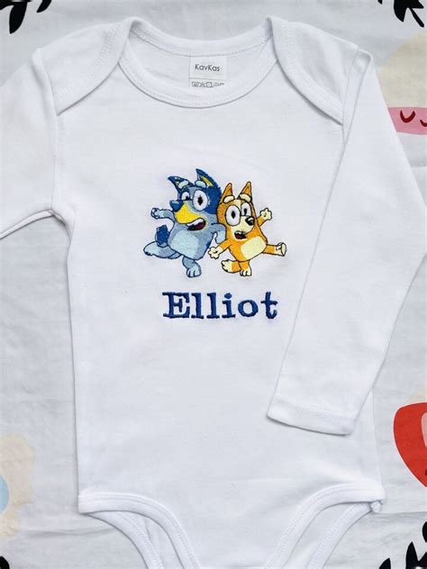 Bluey And Bingo Personalised Embroidered Baby Bodysuit Personalised