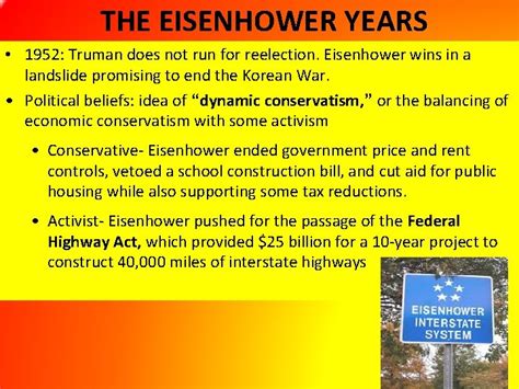 EISENHOWER DOMESTIC POLICY THE EISENHOWER YEARS 1952 Truman