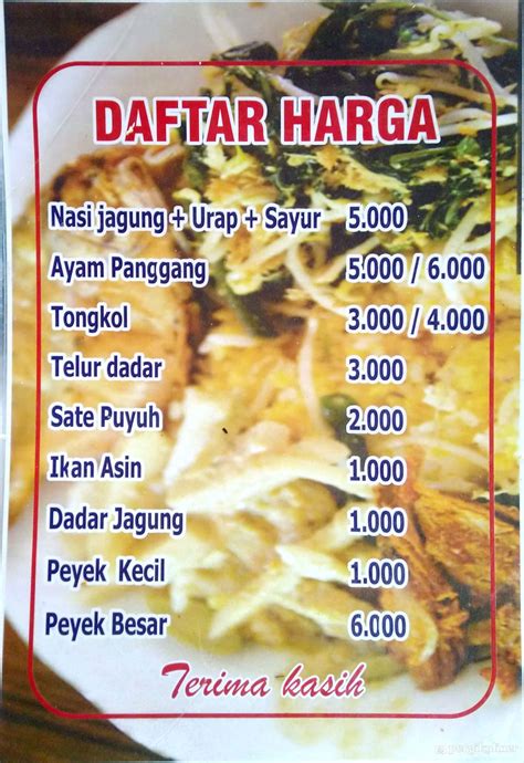 Selalu Diperbarui Menu Nasi Jagung Mas Ang Sawahan Surabaya