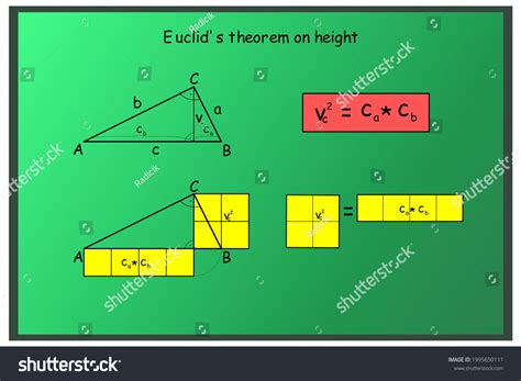 Graphical Representation Calculation Euclids Theorem On Stock Vector