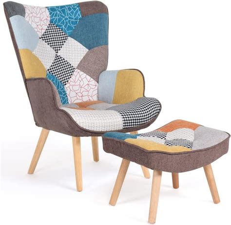 Idmarket Fauteuil Scandinave Ivar Avec Repose Pieds En Tissu