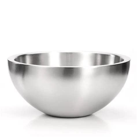 Salad Bowl, Heavy Duty Double deck Brushed 304 Stainless Steel Serving Bowls (9.5inch) kitchen ...