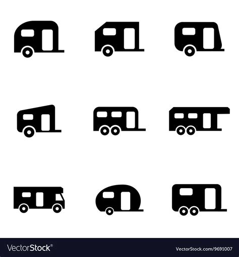 Black Trailer Icon Set Royalty Free Vector Image