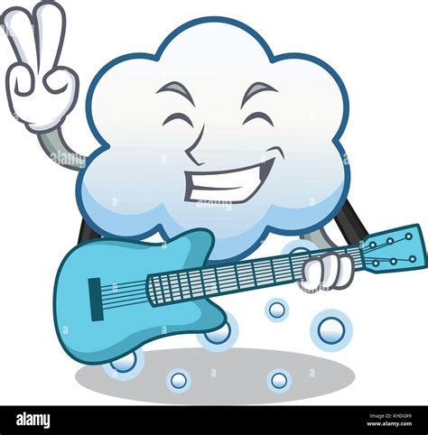 With Guitar Snow Cloud Character Cartoon Stock Vector Image Art Alamy