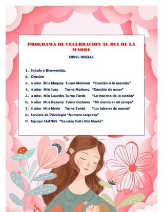 D A De La Madre Programa De Celebraci N Nivel Inicial Pdf