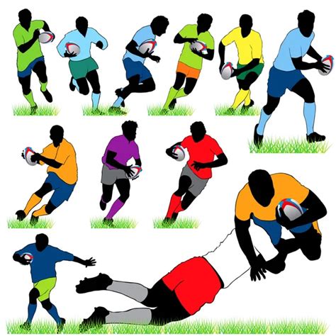 12 Rugby Players Silhouettes Set — Stock Vector © Kaludov 6770192