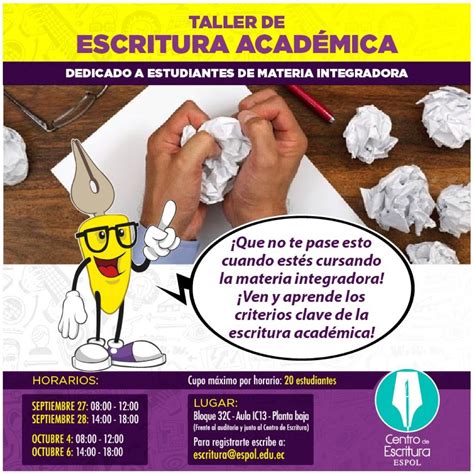 Taller De Escritura Acad Mica Escuela Superior Polit Cnica Del Litoral