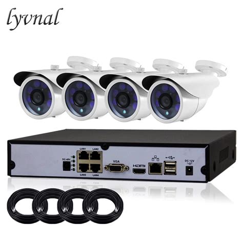 LYVNAL PoE CCTV NVR Kit 4CH 1080P POE CCTV System HD 2 0MP Video