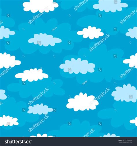 Blue Sky Clouds Seamless Pattern Stock Vector Royalty Free