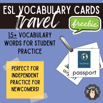 Free Esl Newcomer Picture Cards Travel By Enl Made Easy Tpt