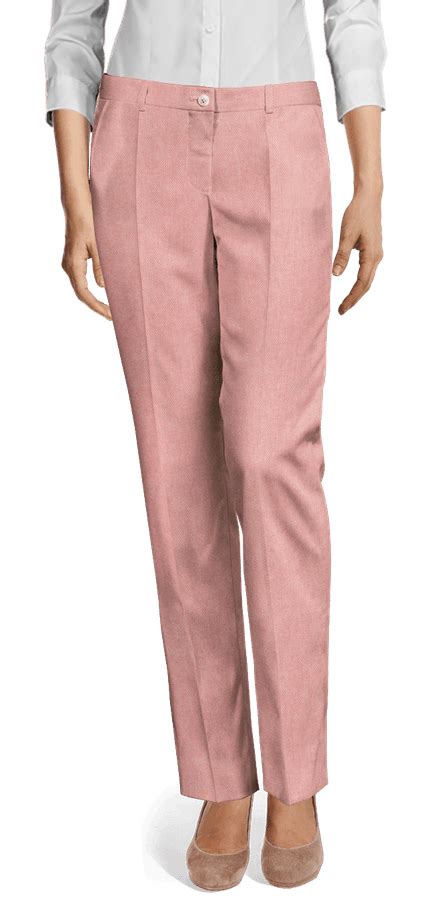 Light Pink Double Breasted Herringbone Tweed Pant Suit Sumissura