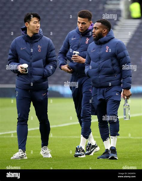 Left To Right Tottenham Hotspur S Heung Min Son Dele Alli And Danny Rose Inspect The Pitch