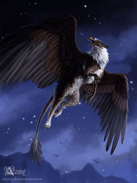 Commission Griffin At Night By Azany In 2023 Mythological Animals