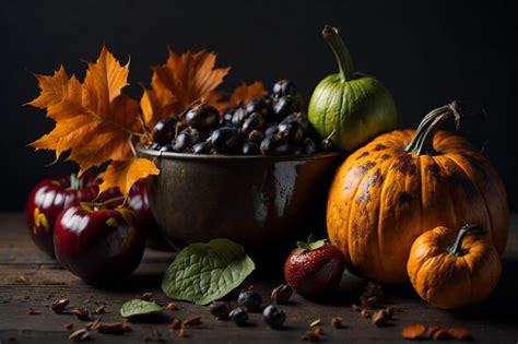 Premium AI Image Happy Thanksgiving Background With Pumpkins And