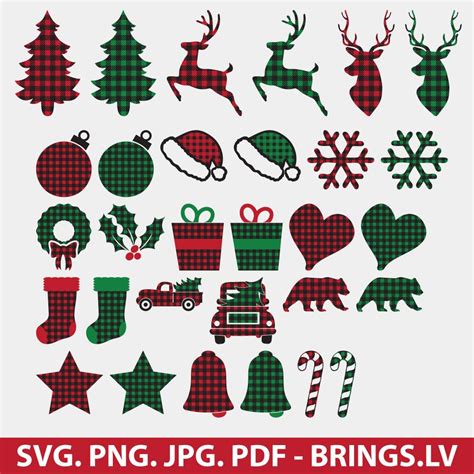 Buffalo Plaid Christmas SVG Bundle Christmas Buffalo Plaid Bundle SVG