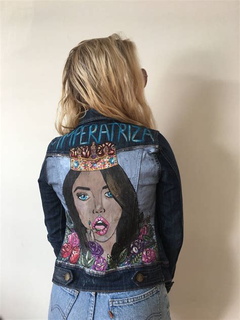 Hand Drawn Jean Jacket Woman S Blue Unique Denim Jacket Paintings On