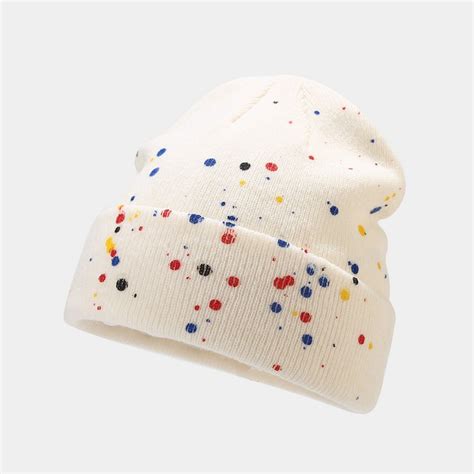 Hat Warm Cable Knit Polka Dots Hats Soft Stretch Thick Cute Knitted Cap