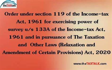 Order Under Section 119 Of The Income Tax Act 1961 For Exercising Power