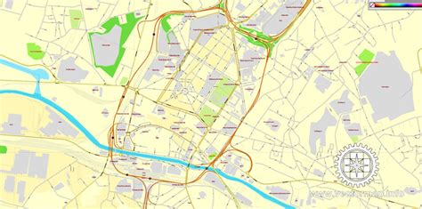 Charleroi, Belgium, printable vector City Plan map, full editable ...