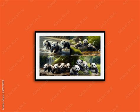 A Few Baby Pandas Frolicking On A Perfect Day Photo Realistic Hyper