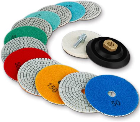 15pcs Diamond Polishing Pads Kit 4 Inch 100mm Wet Dry For Granite Stone