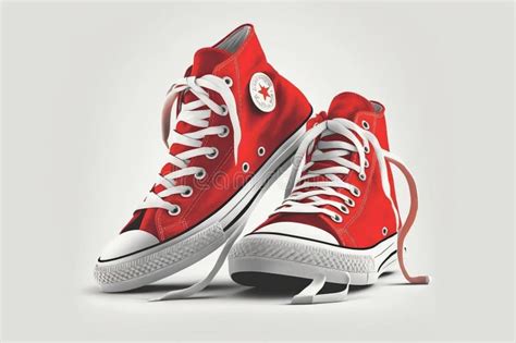 Red Sneakers Isolated White Background Stock Illustrations 1406 Red