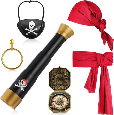 7 Pieces Pirate Costume Accessories Set Captain Pirate