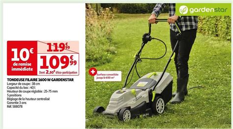 Promo Tondeuse Filaire 1600 W Gardenstar Chez Auchan ICatalogue Fr