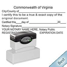 Virginia Certified True Copy Stamp Pre Inked Ships Next Day Free