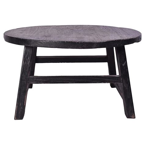 Mura Reclaimed Elm Timber Round Coffee Table 86cm Distressed Black By