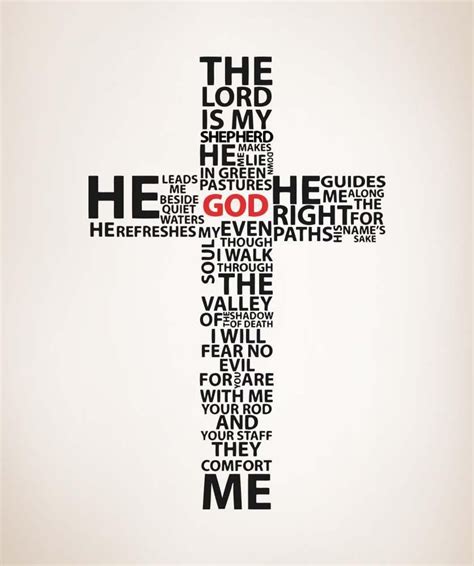 Vinyl Wall Decal Sticker Psalm 23 The Lord is My Shepherd Cross #5132