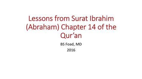 Lessons From Surat Ibrahim Abraham Chapter 14 Of The Quran Docslib