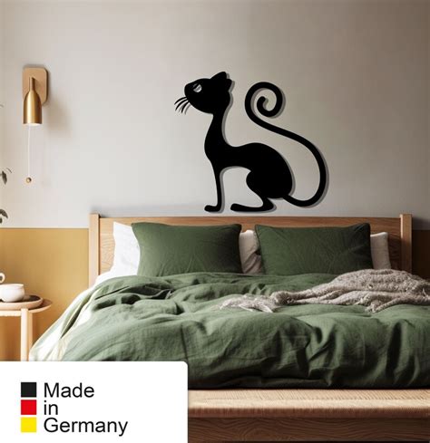 Black Cat Metal Wall Art, Metall Wanddeko, Modern Wall Art, Metal Wall ...