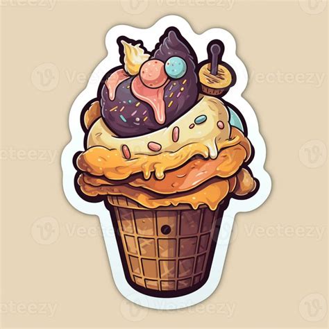 cartoon cupcake with chocolate and sprinkles on top. generative ai ...