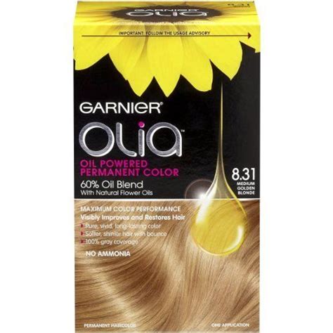 Garnier Olia Oil Powered Permanent Haircolor, 8.31 Medium Golden Blonde ...