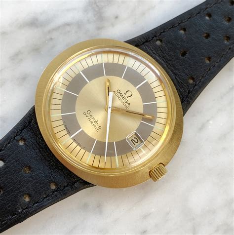 Rare Omega Geneve Dynamic Automatic Solid Gold Vintage Portfolio