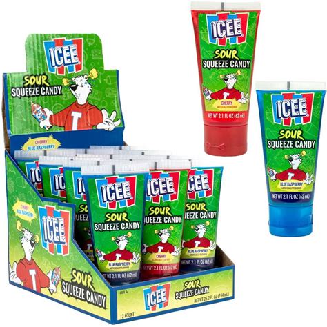 Icee Sour Squeeze Candy 2 1 Ounce Tube 12 Count Display Box